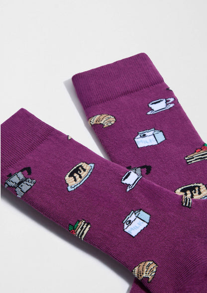 BeSweetBreakfast Violet - Chaussettes en Coton 100% Biologique