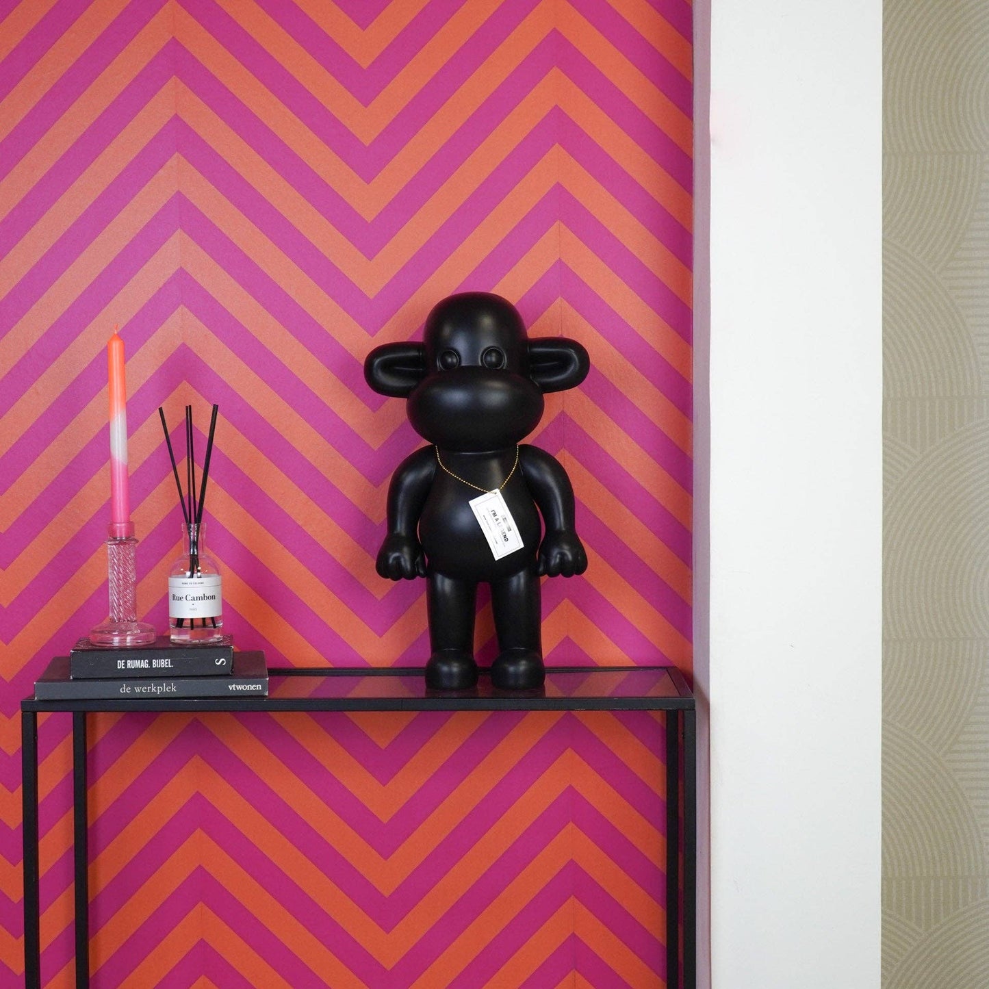 Adorno - Figura de mono 'La Leyenda' - Resina - Negro - 33x21x50cm