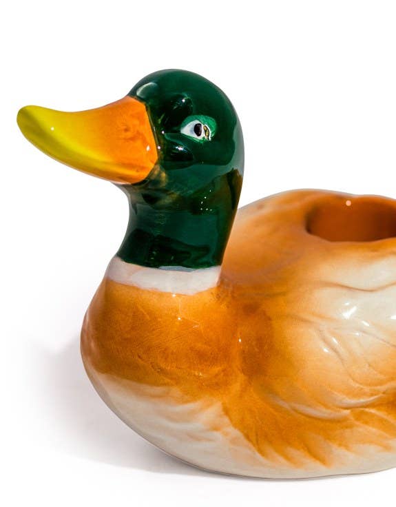 Castiçal em cerâmica em forma de pato-real