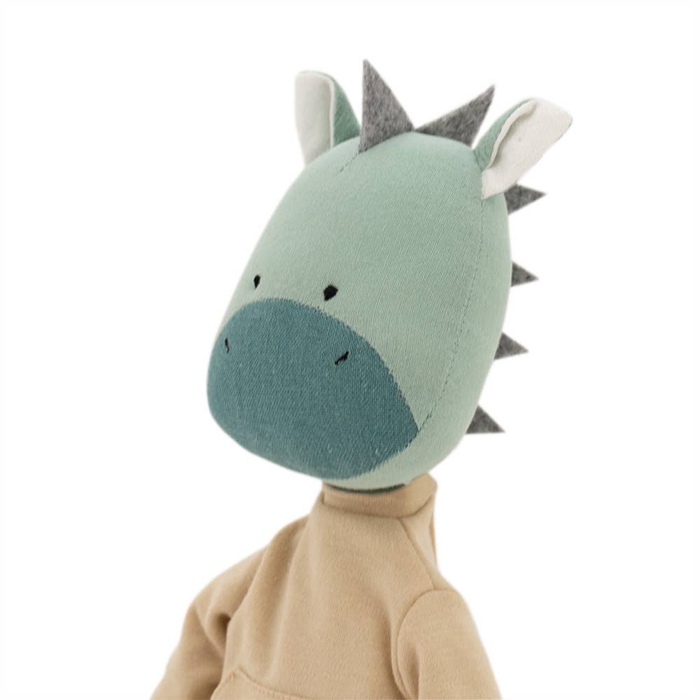 Peluche Andy le Dragon : Ensemble tenue beige et queue de sirène - 29 cm
