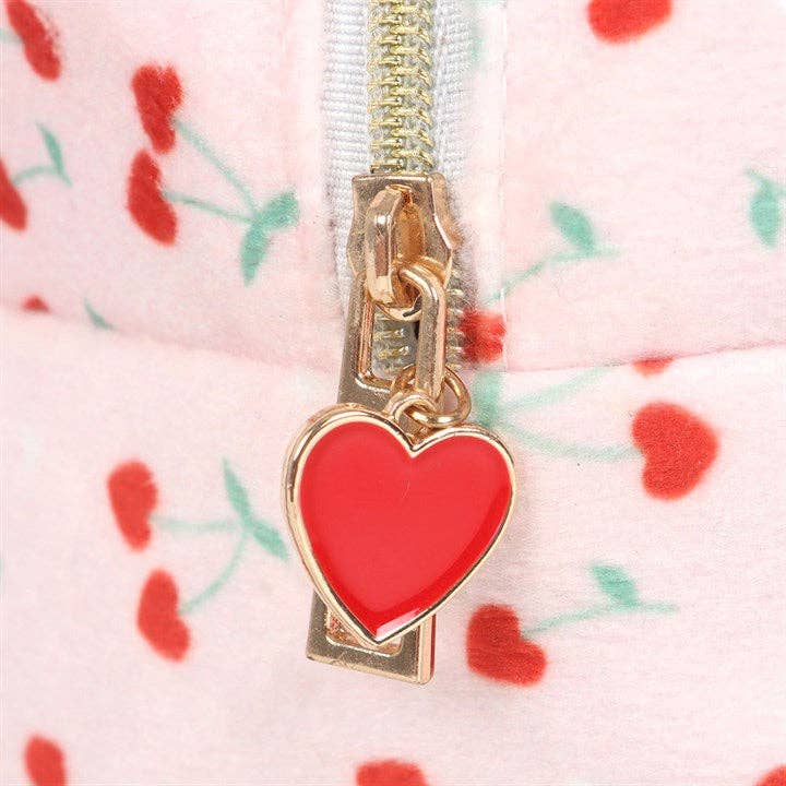 Heart-shaped cherry makeup bag