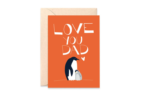 Tarjeta de pingüino “Te amo papá”