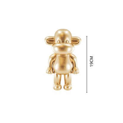 Adorno - Figura de mono 'La Leyenda' - Poliresina - Dorado - 11x7x19cm