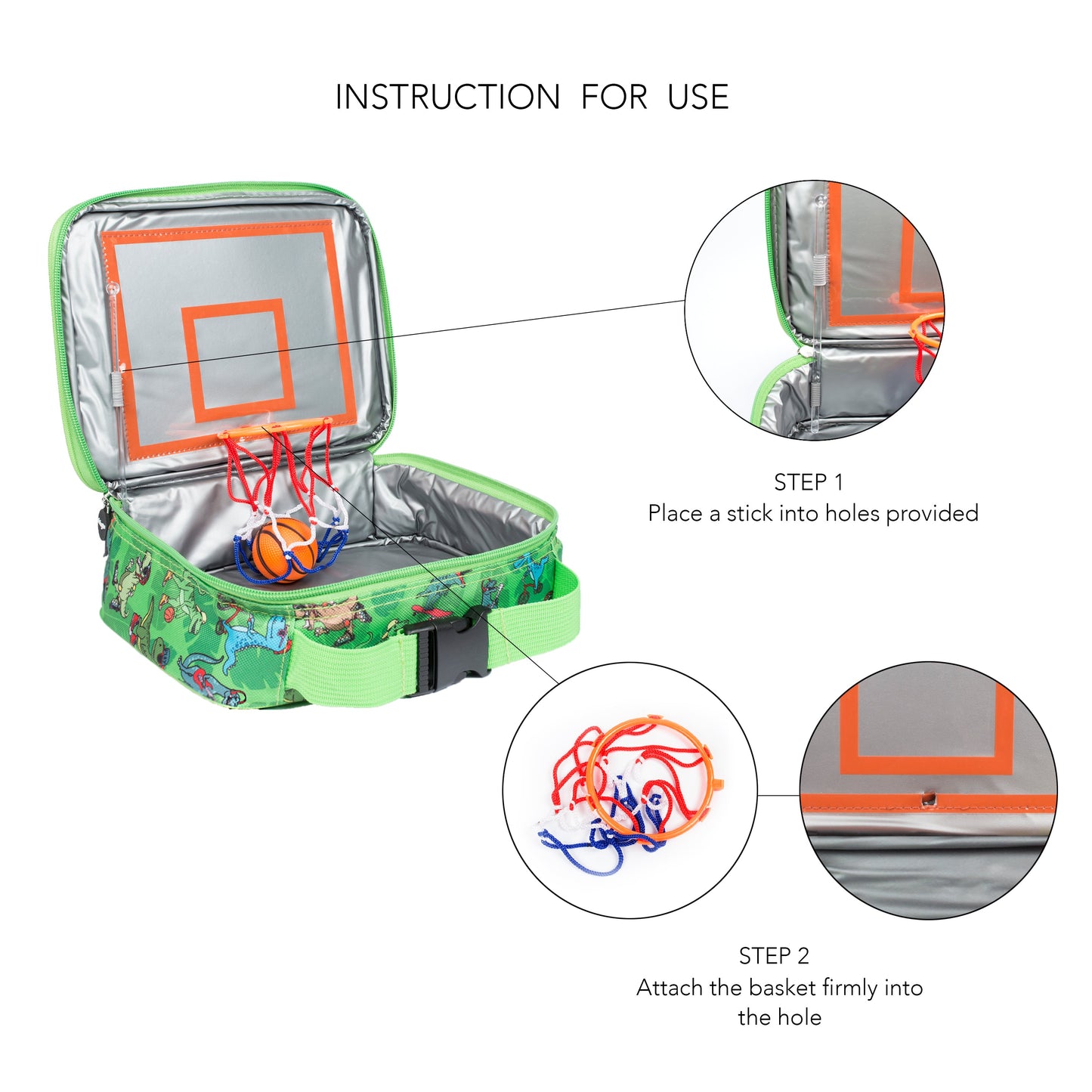 Dinosaure Roarrr Sac repas forme ballon de basket