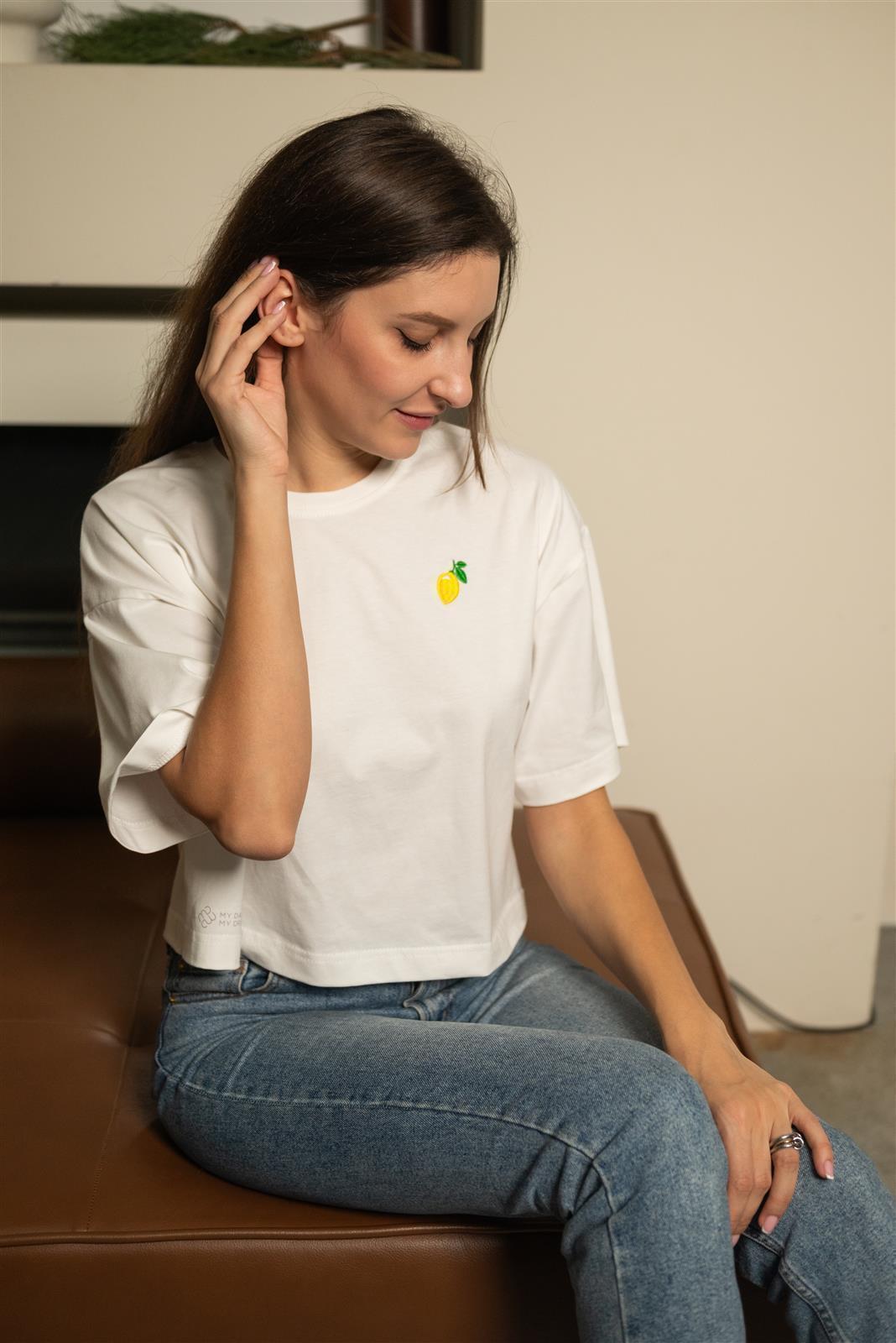 レモン柄クロップドTシャツ