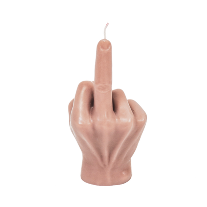 Candle - Middle Finger - Wax - Taupe - 310 grams - 10x9x17 cm