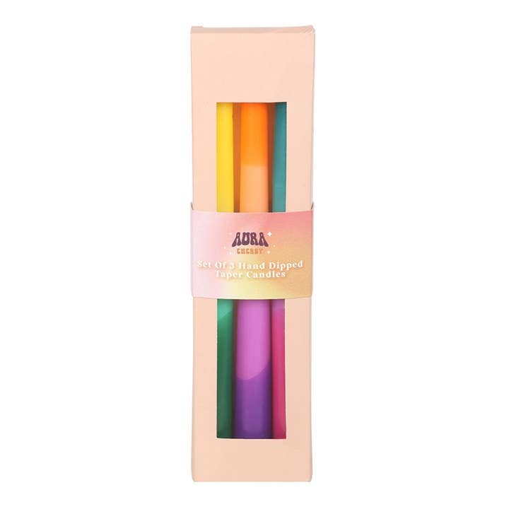 Ensemble de 3 Bougies Effilées à Énergie Aura Trempées