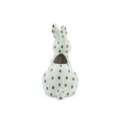 Jarrón de cerámica con forma de liebre de Woodland Animal Green