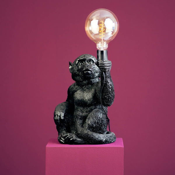 Lampe de table Singe Abu, Noir, 25,5 x 23,5 x 39,5 cm