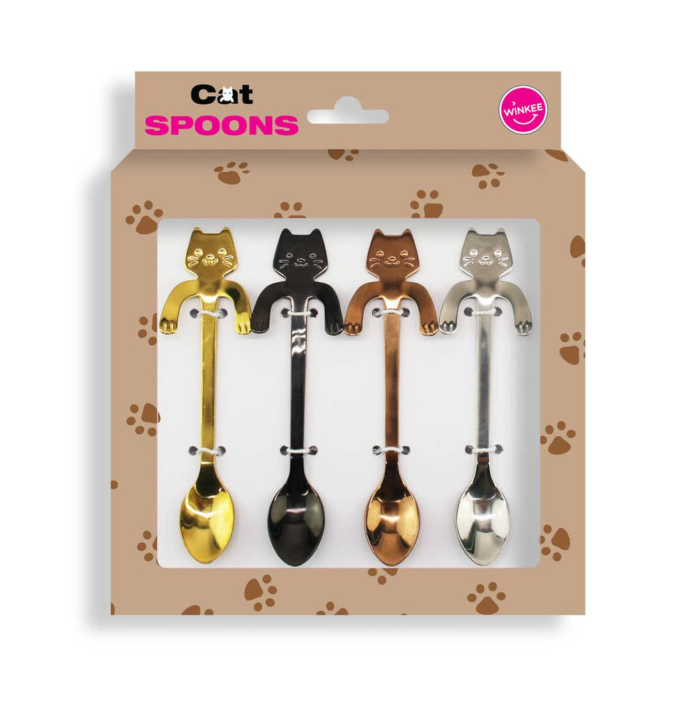 Set de 4 Cuillères à Café Chat