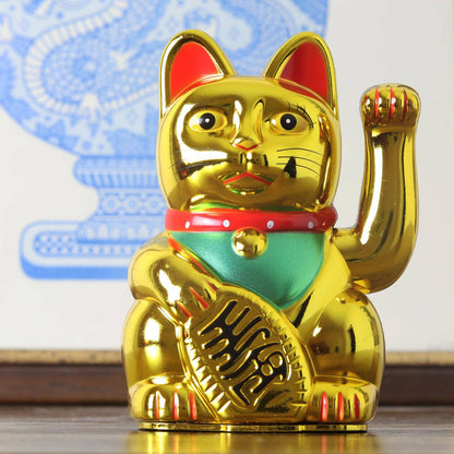 Chat chanceux blanc 13cm