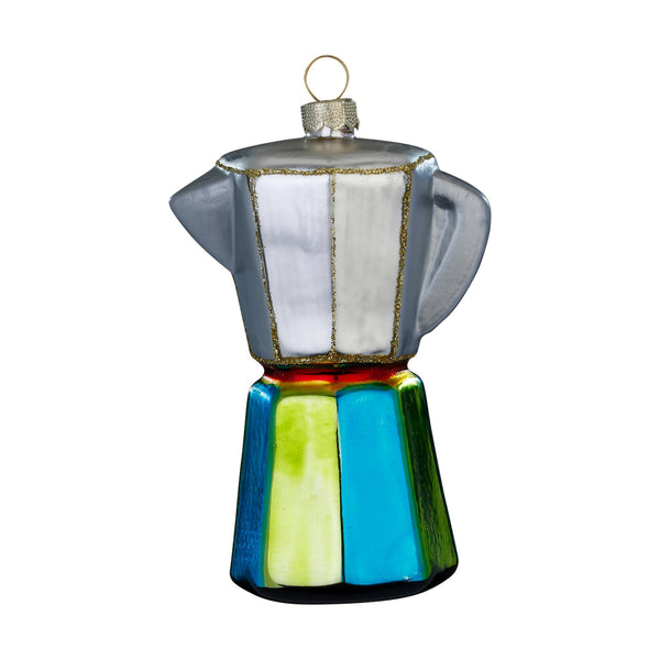 Ornement de Noël cafetière moka, en verre, 10,5 cm – Holly & Jolly