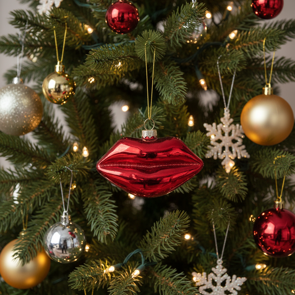 Adorno Navideño Labios Rojos