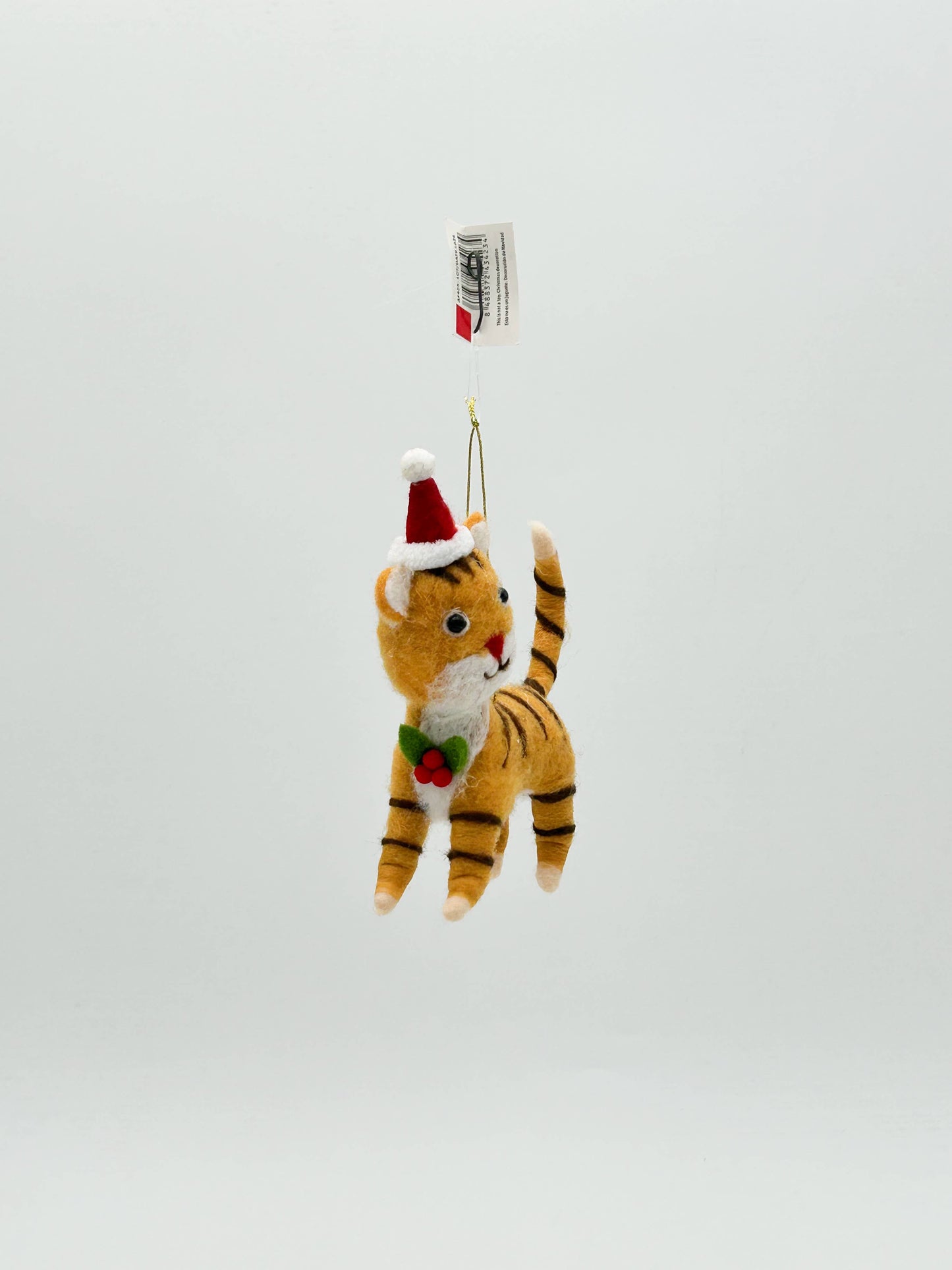 Hanging felt Christmas tree decoration, cat figurine