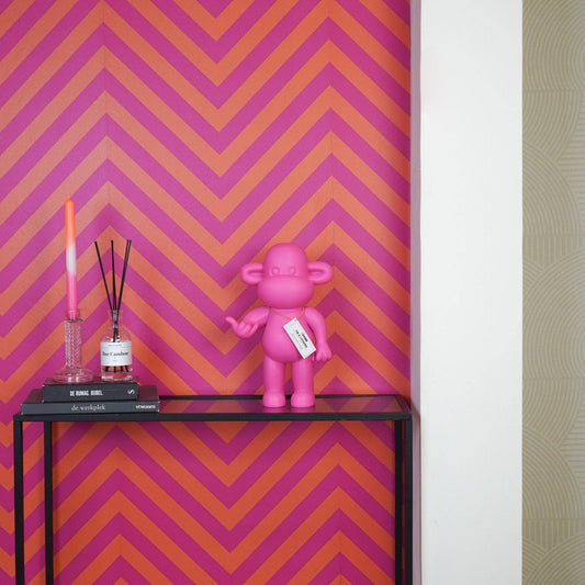 Adorno - Figura colgante de mono suelto 'La Leyenda' - Poliresina - Rosa - 20,5 x 13,5 x 35 cm