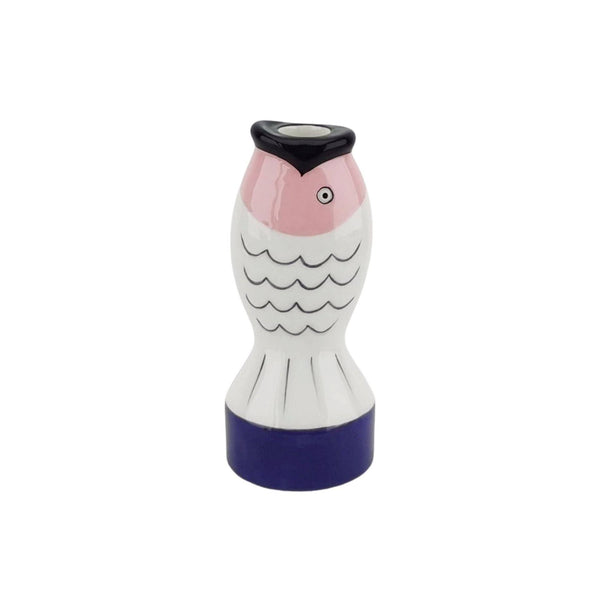 Candelabro - Pez - Azul/Blanco/Rosa - 7x7x16,5 cm