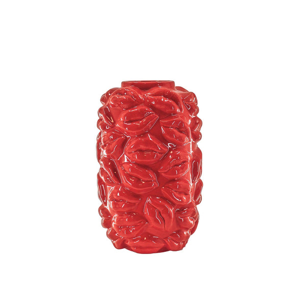 Vase - Bisous - Céramique - Rouge - 17x17x27cm