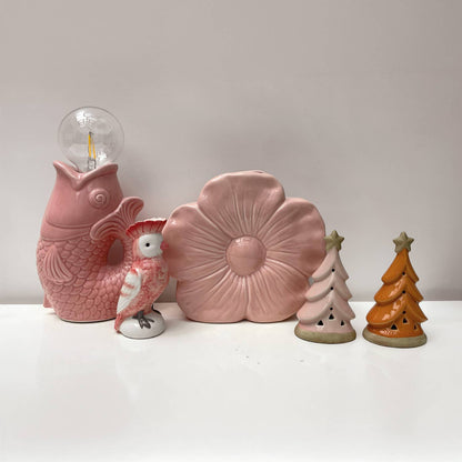 Déco LED poisson rose à piles L13,5 P8,2 H27cm