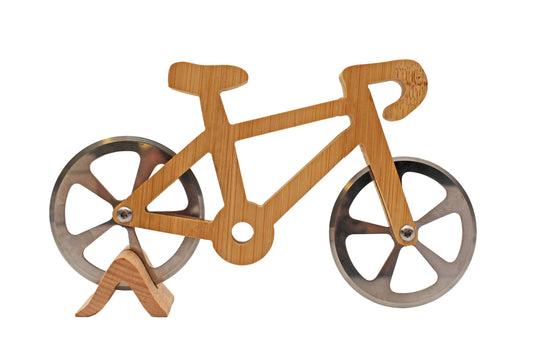 自転車の形をした木製ピザカッター
