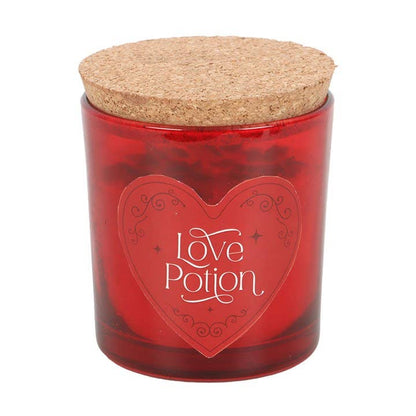 Vela de cristal de jaspe rojo con aroma a frambuesa "Poción de amor" para San Valentín