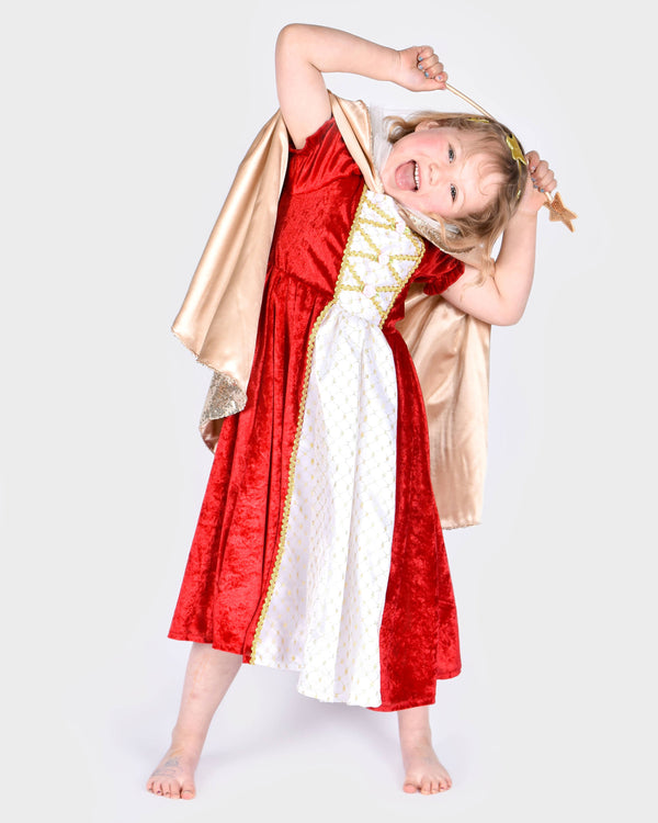 Cape dorée à sequins avec serre-tête et baguette magique 3-8 ans