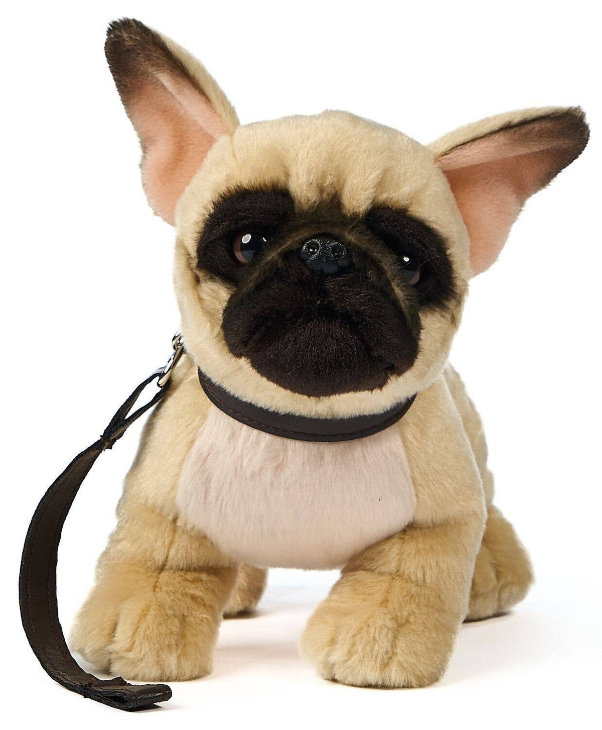 Peluche Bouledogue Français (Beige) - Avec Laisse - 26 cm (Longueur)