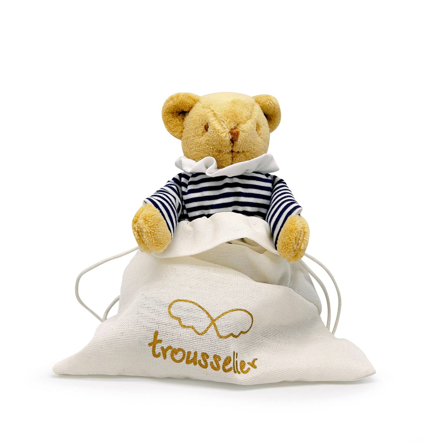 Ours Nid d'Ange Doudou avec Hochet - Coton Marinière