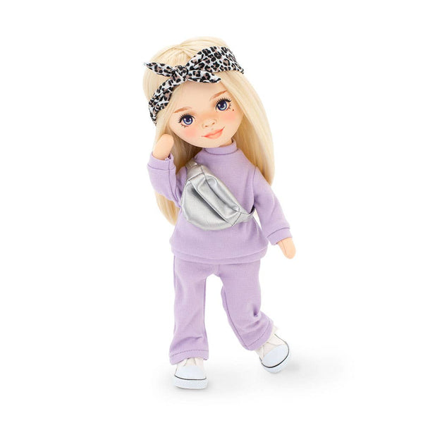Boneca Mia com fato de treino roxo - 32 cm