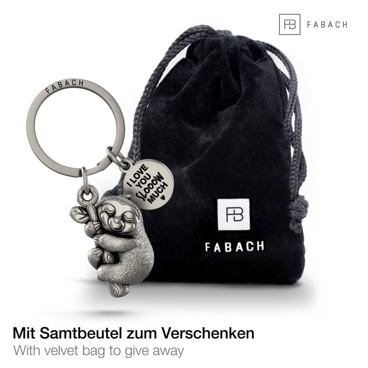 Llavero perezoso "Te quiero mucho, muy despacio" "Soñador" con grabado - Lindo amuleto de la suerte