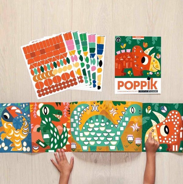 Dinosaures - Poster Panorama en sticker inspiré Montessori