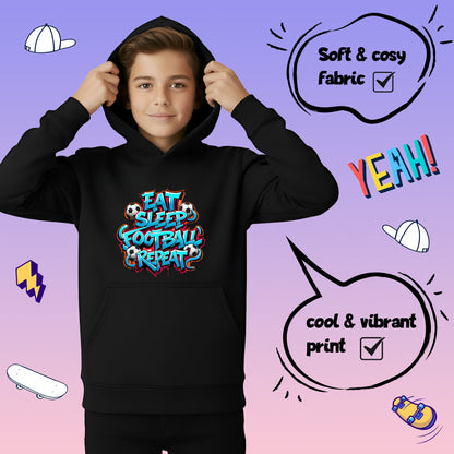 Fringoo gamer Sweat à capuche noir garçon Cotton Rich Soft Hooded Sweatshirt- EatFootball noir