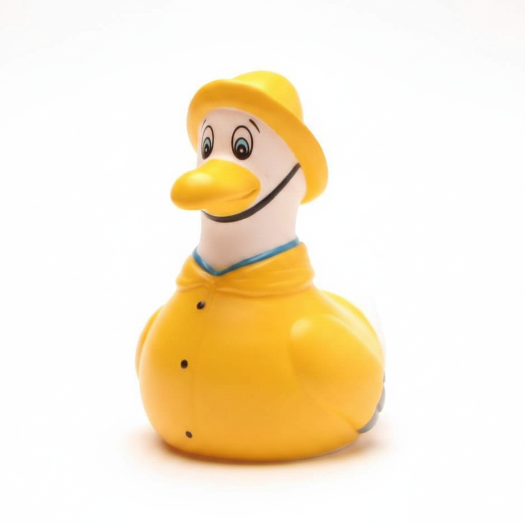 Meeuw in een gele regenjas