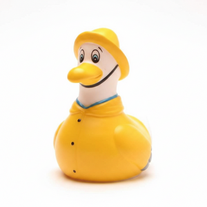 Meeuw in een gele regenjas