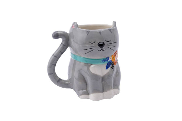 Tazza 3D Gattino grigio con fiori