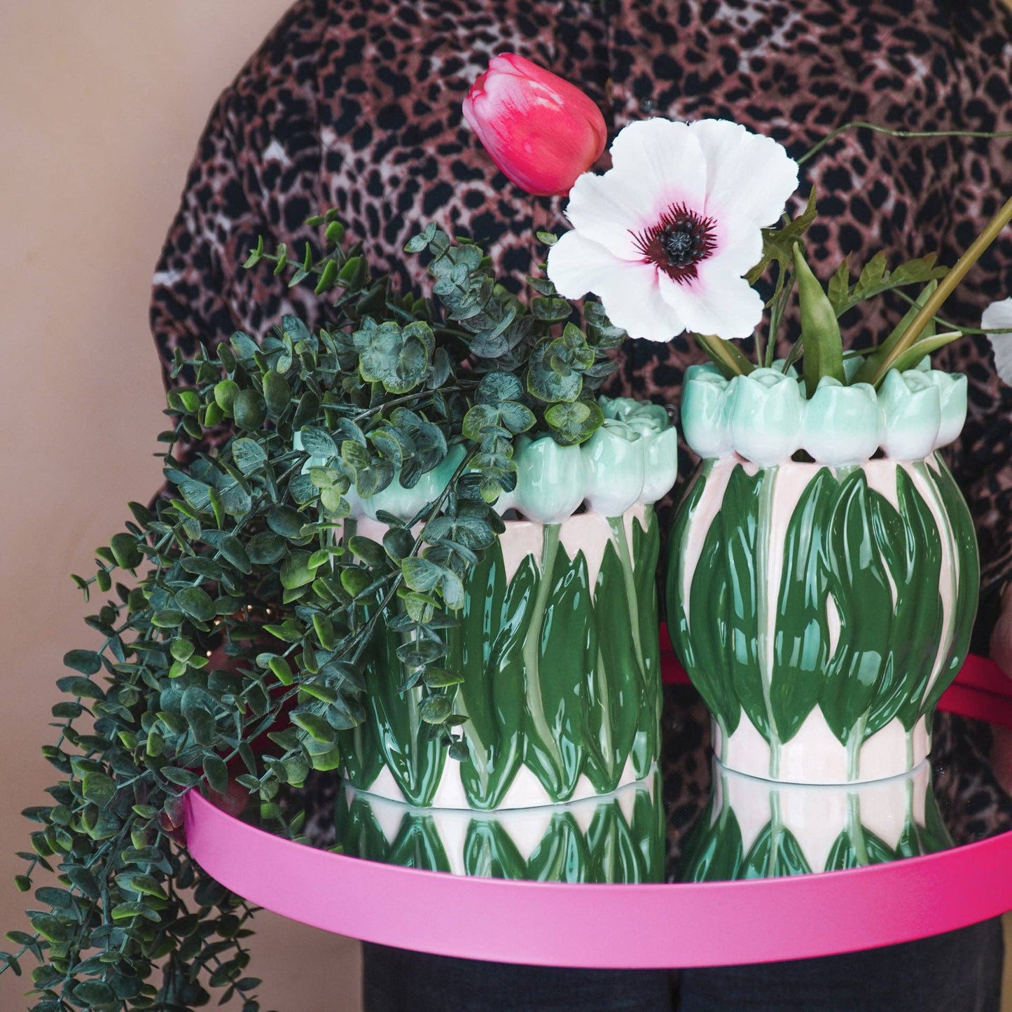 Vase Tulipes - Menthe/Vert