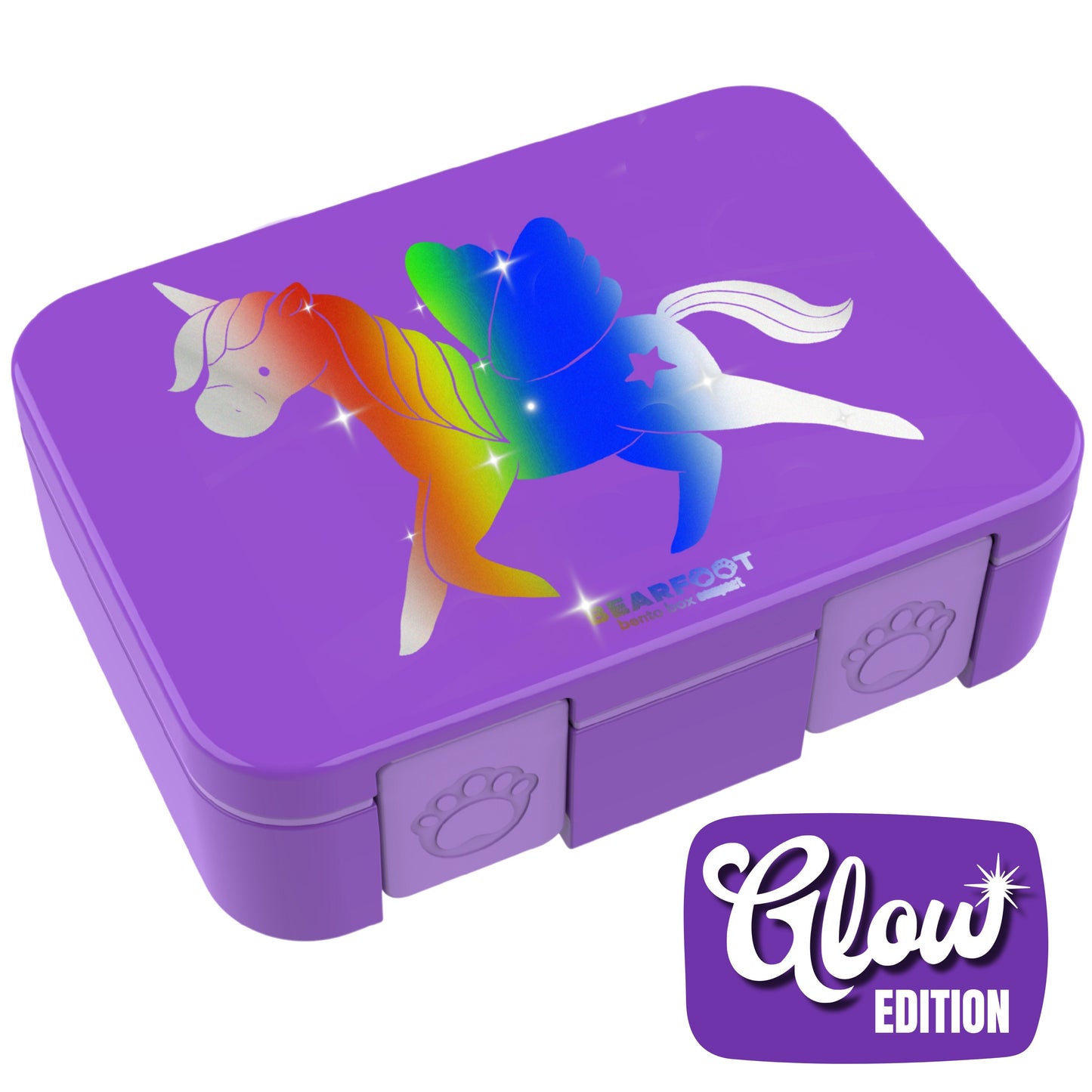 Brotdose mit Fächern, leicht & auslaufsicher - Einhorn GLOW