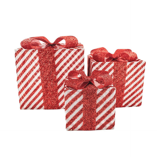 Regalo de Navidad LED - S3 - Poliestireno - Rojo/Blanco - 15/20/25 cm