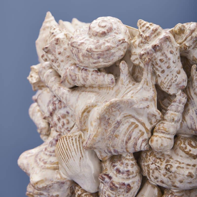 Jarrón de conchas marinas, gres natural L