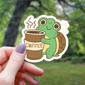 Autocollant Tortue Chibi avec Café