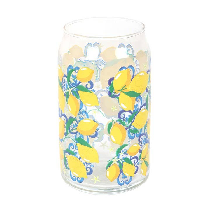 Blikvormig glas met citroenprint