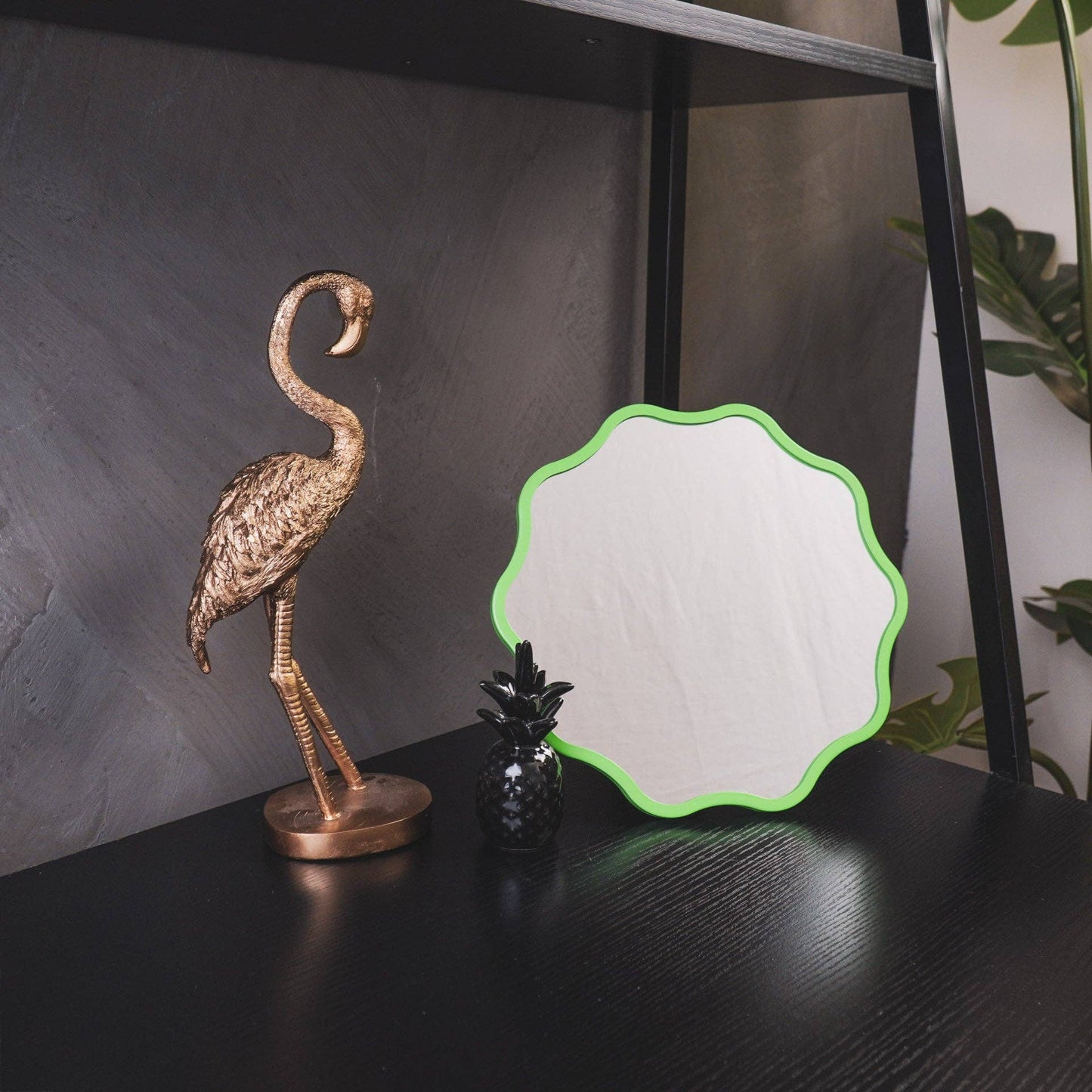 Miroir de maquillage - Rond - Vert - 25x1x25cm