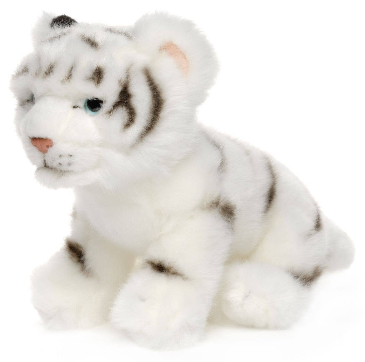 Peluche bébé tigre blanc assis