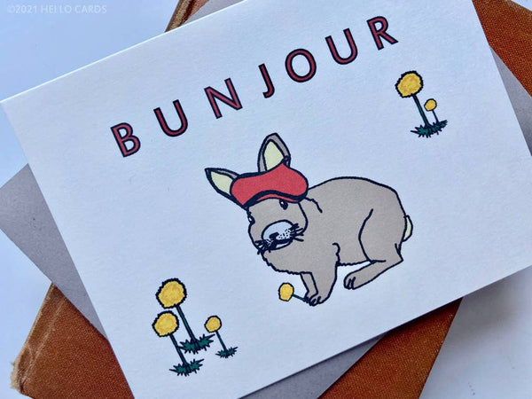 Carte de vœux lapin « Bunjour »