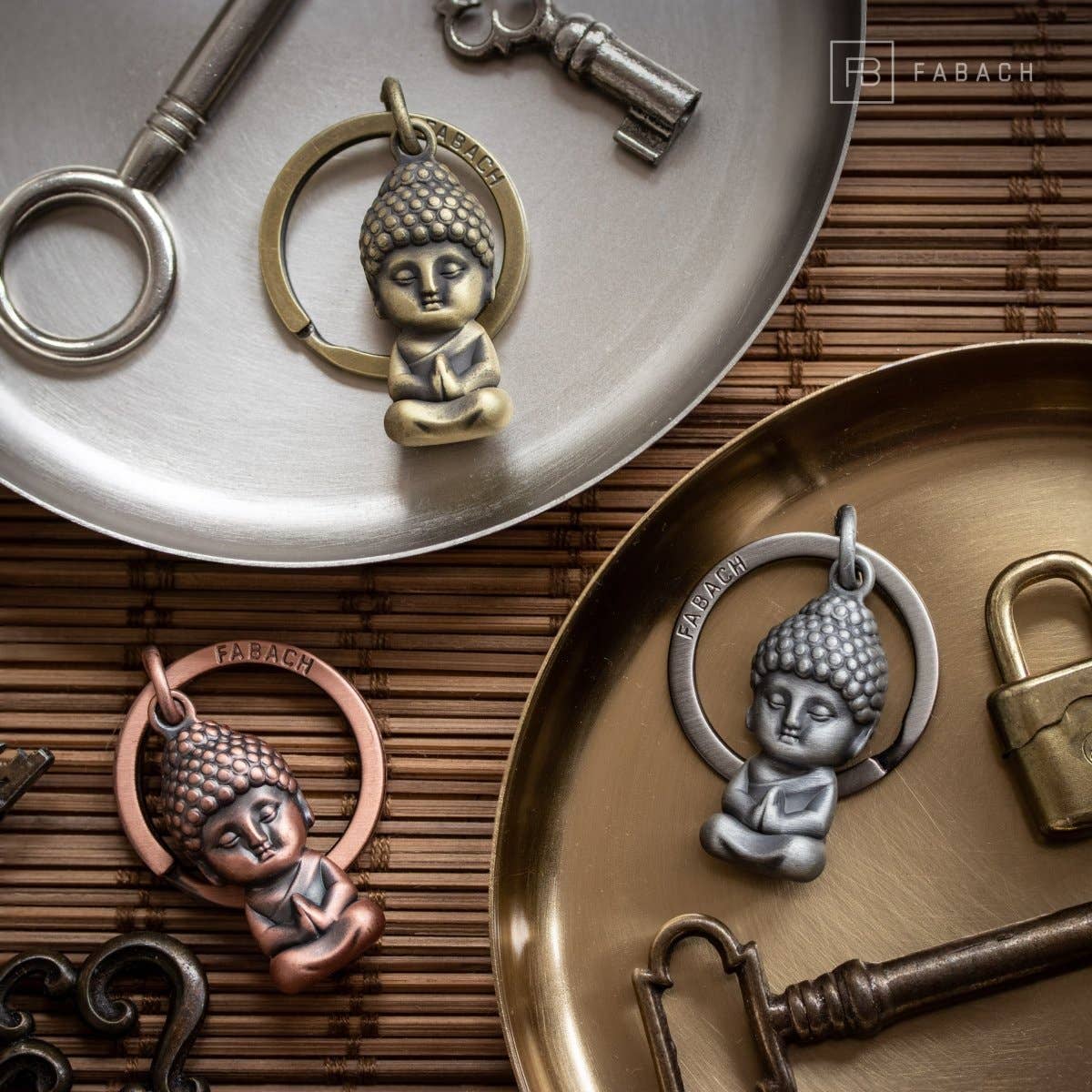 "Karma" Buddha Keychain - Buddha Pendant - Mini Buddha Lucky Charm - Chakra Yoga Gift Figurine