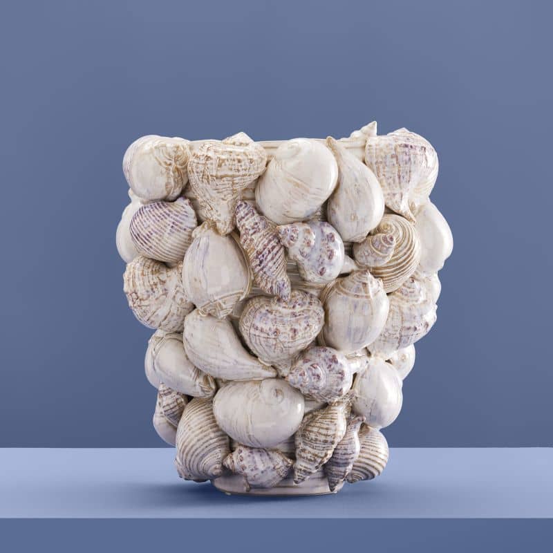 Seashell Vase, Natural Stoneware M