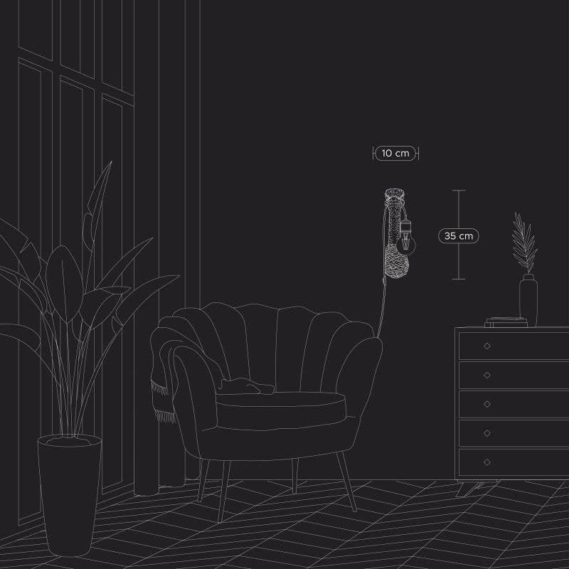 Applique murale Baby FJ, or, 10 x 15 x 35 cm, E27, câble de 2 m