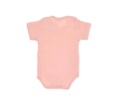 Tutete short-sleeved baby bodysuit with pink leaves