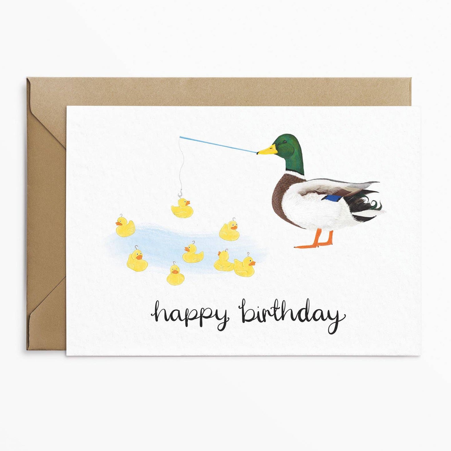 Duck at the Duck Fishing Game Birthday Card