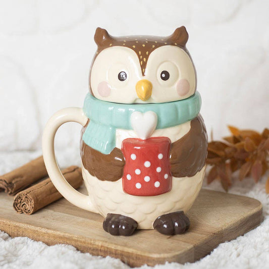 フクロウのオリバー蓋つきマグカップ