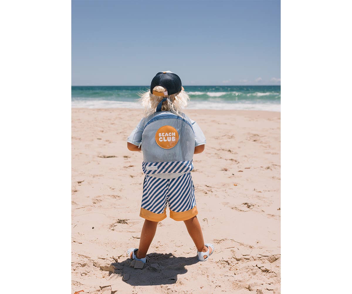 Sand-proof backpack for kids Stripes Blues & Beyond